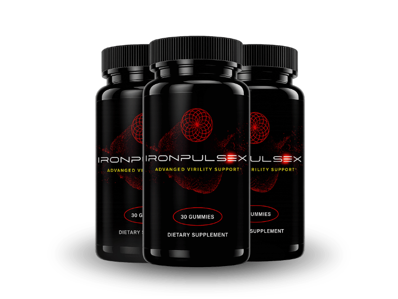 Three bottles of IronPulsex advanced virility support gummies, official bundle